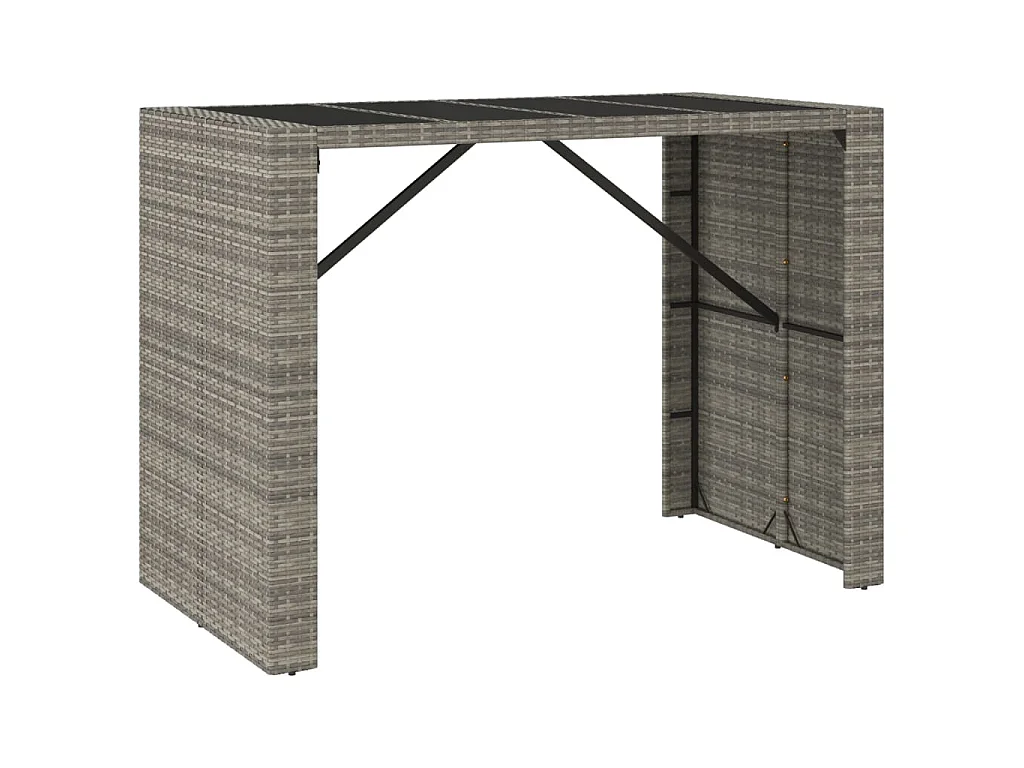 Ensemble de bar de jardin 5 pcs avec coussins gris poly rotin