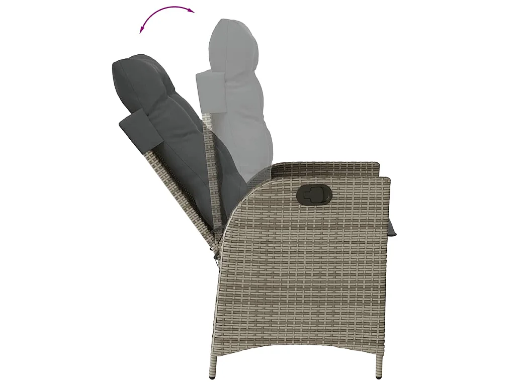 Set da Pranzo da Giardino 5 pz con Cuscini in Polyrattan Grigio