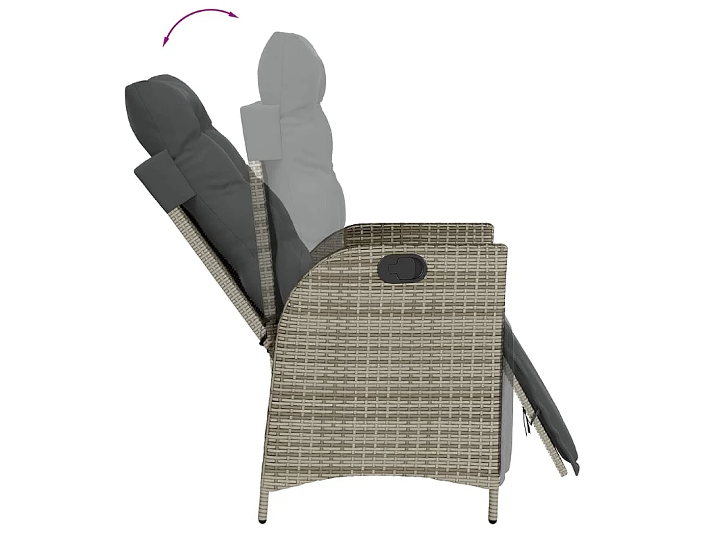 Set da Pranzo da Giardino 5 pz con Cuscini in Polyrattan Grigio