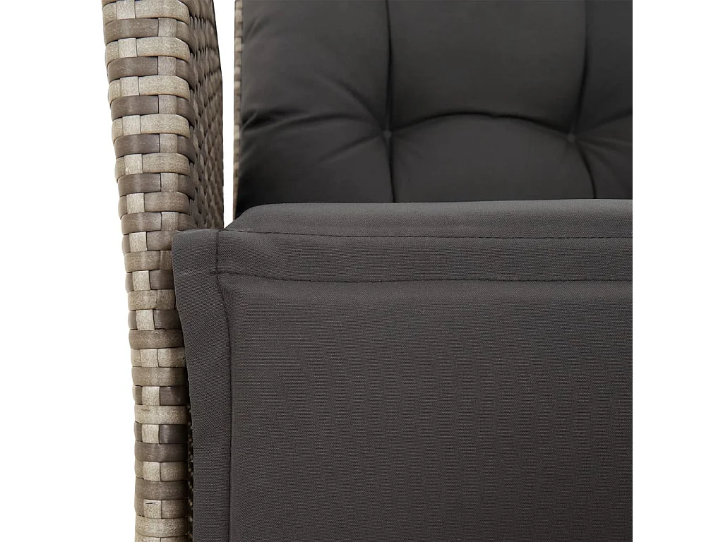 Set da Pranzo da Giardino 5 pz con Cuscini in Polyrattan Grigio