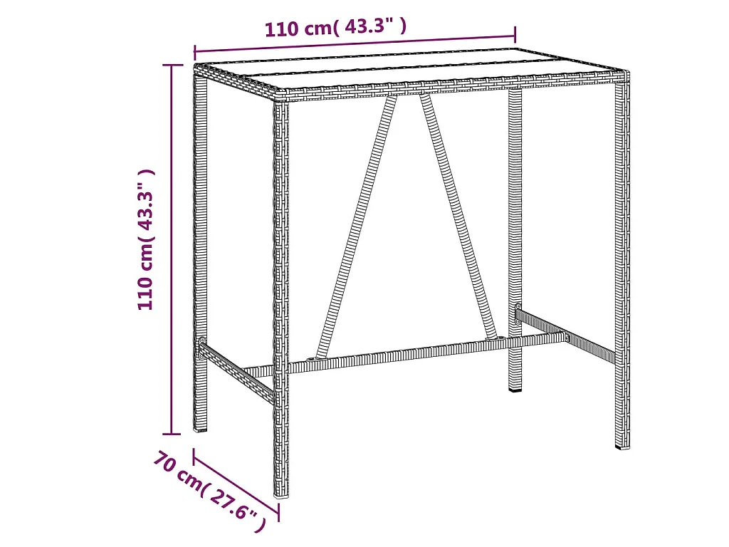 Set Bar da Giardino 5 pz con Cuscini in Polyrattan Grigio