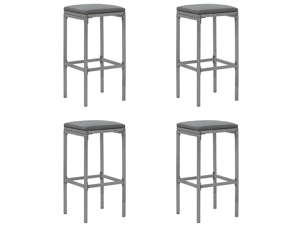 Set Bar da Giardino 5 pz con Cuscini in Polyrattan Grigio