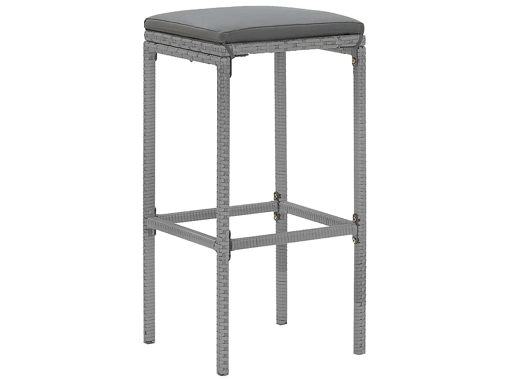 Set Bar da Giardino 5 pz con Cuscini in Polyrattan Grigio