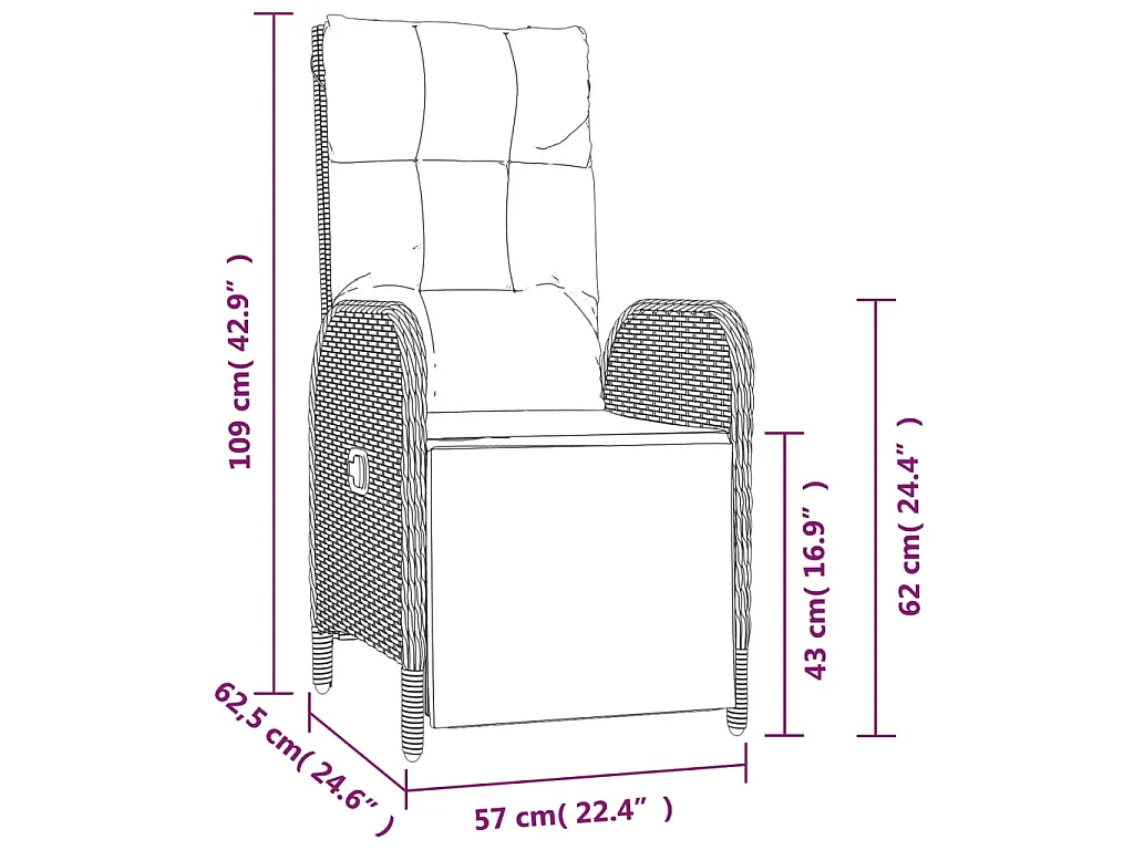 Ensemble à manger de jardin 9 pcs coussins gris résine tressée