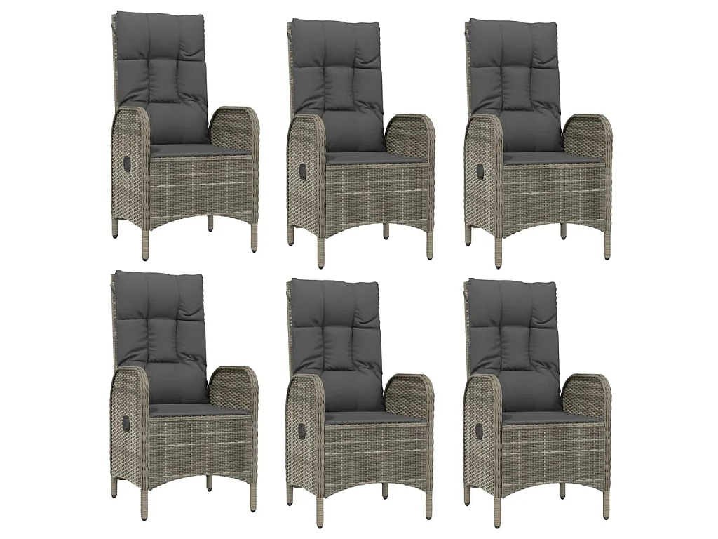 Ensemble à manger de jardin 9 pcs coussins gris résine tressée