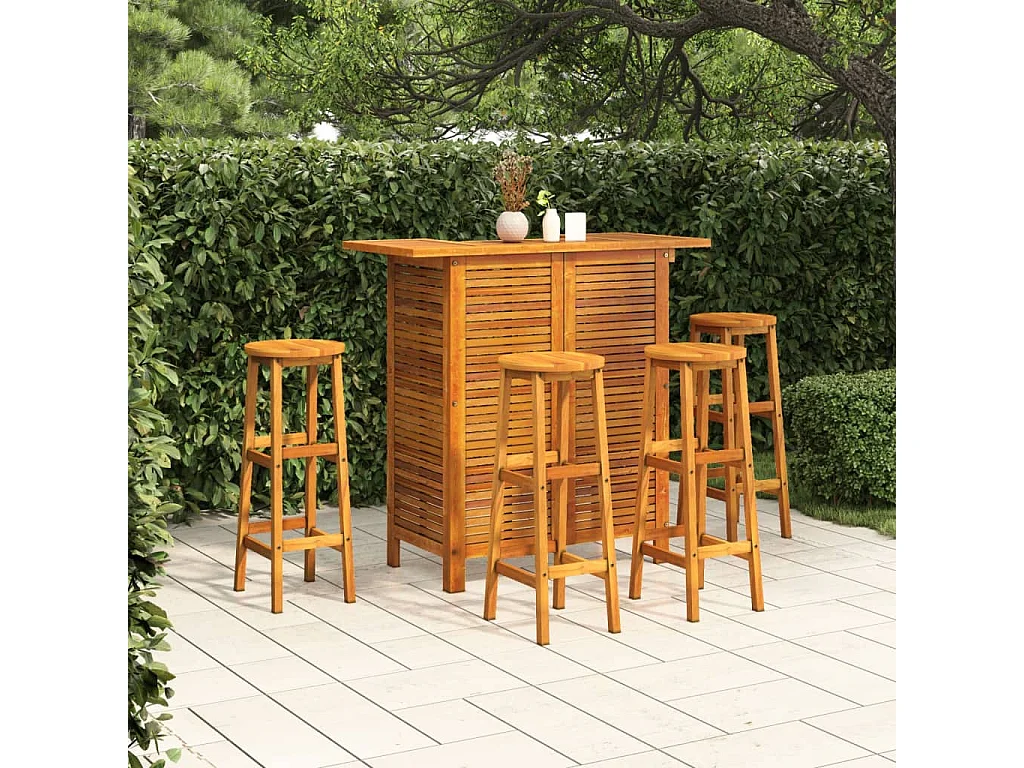 Ensemble de bar de jardin 5 pcs Bois d'acacia solide