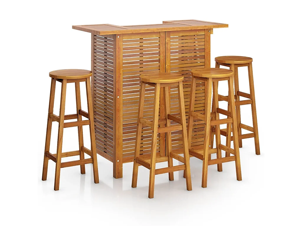 Ensemble de bar de jardin 5 pcs Bois d'acacia solide