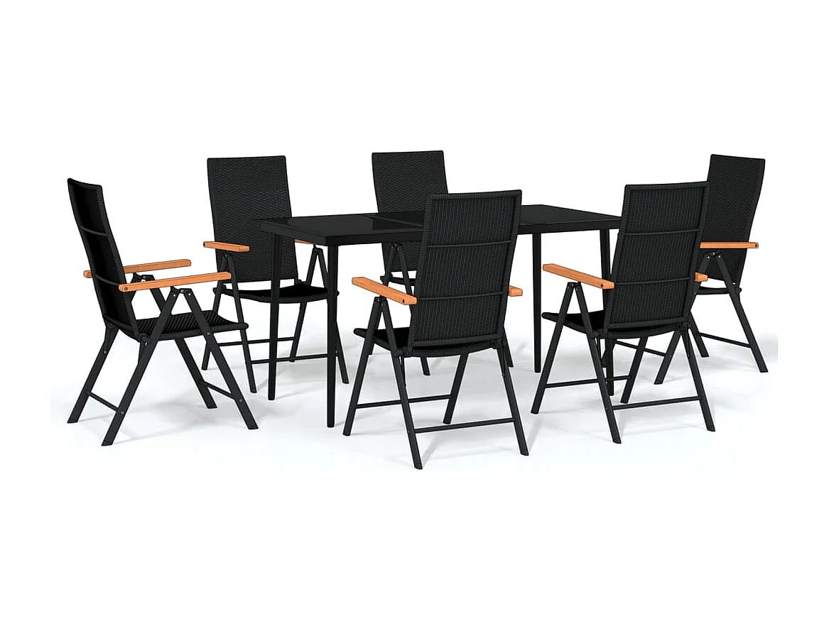 Ensemble à manger de jardin 7 pcs Noir