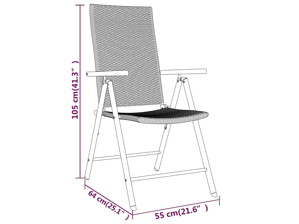 Set da Pranzo da Giardino 7 pz Nero