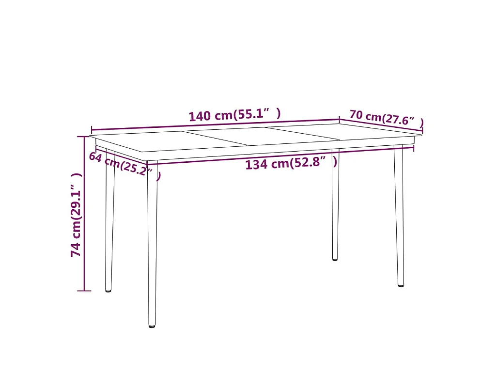 Set da Pranzo da Giardino 7 pz Nero