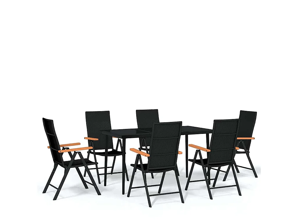 Ensemble à manger de jardin 7 pcs Noir