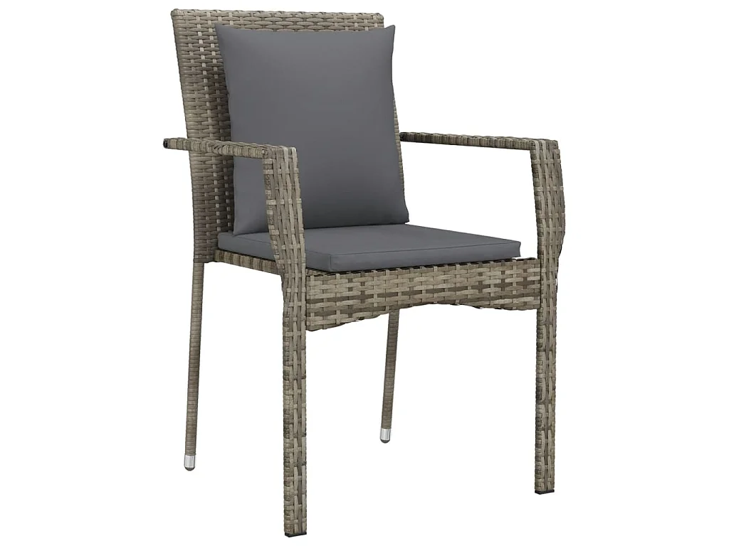 5-tlg. Garten-Essgruppe mit Kissen Grau Poly Rattan