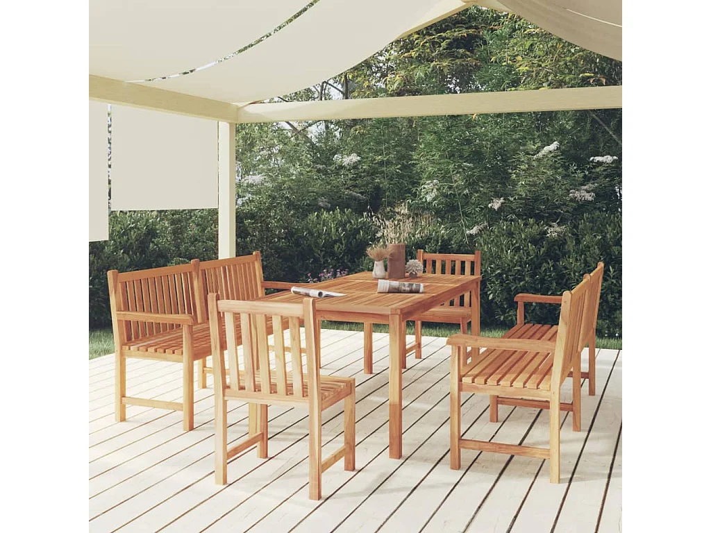 Ensemble à manger de jardin 5pcs Bois de teck massif