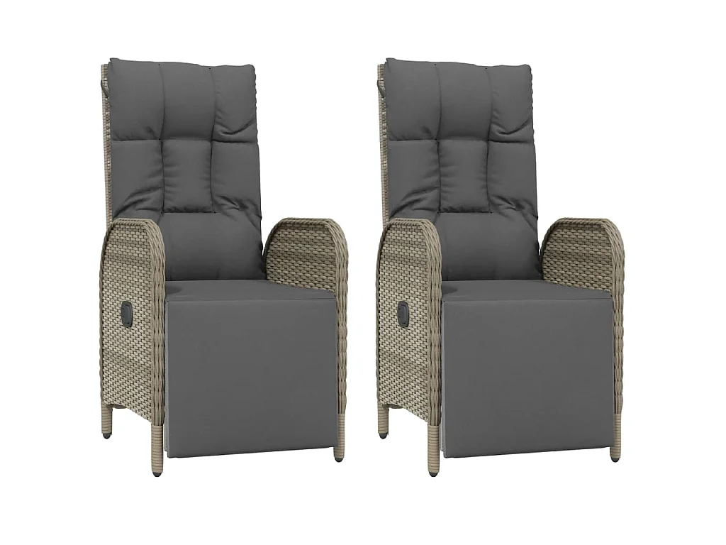 3-tlg. Garten-Essgruppe mit Kissen Grau Poly Rattan