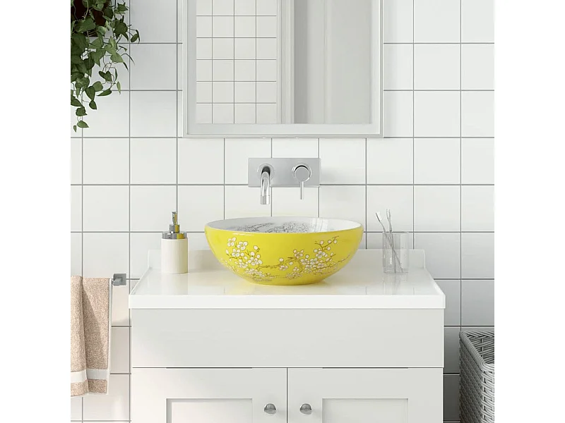 Lavabo sobre encimera Monnet cerámica amarillo Ø41x14 cm