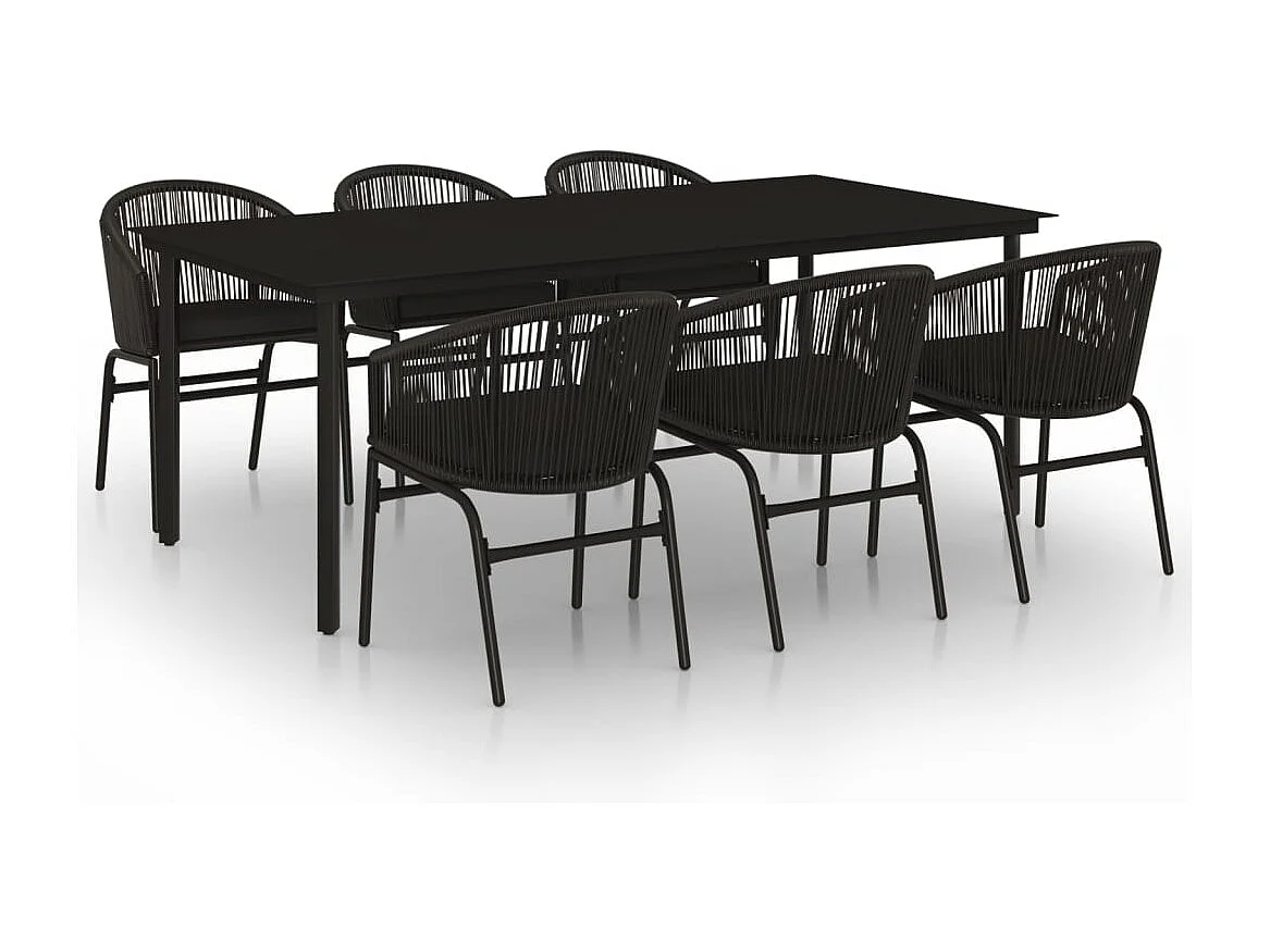 Ensemble à manger de jardin 7 pcs Noir