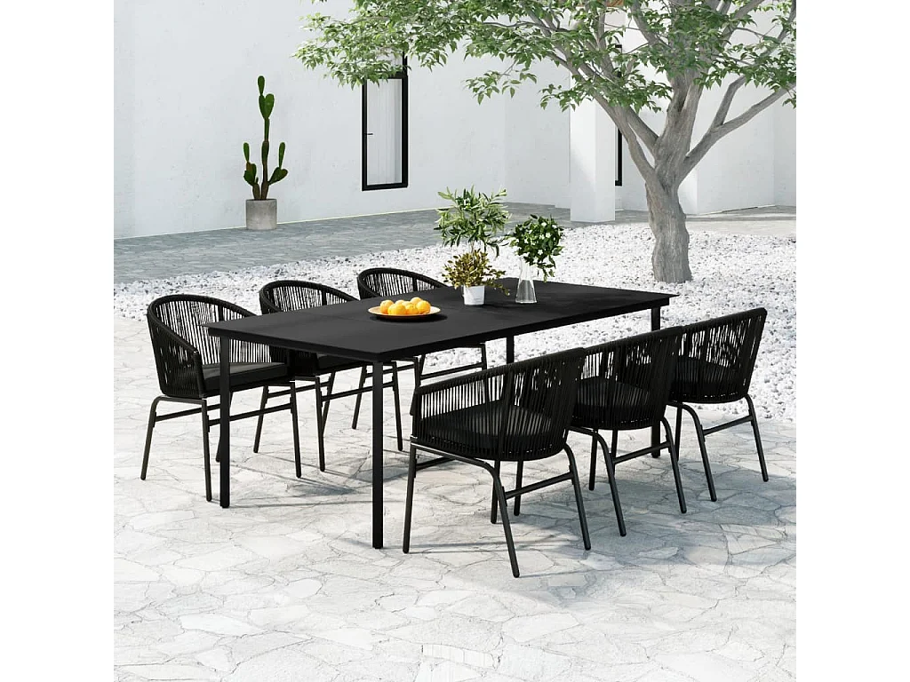 Ensemble à manger de jardin 7 pcs Noir