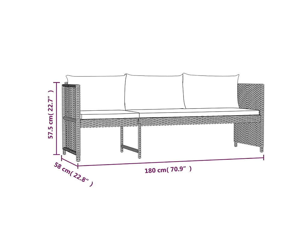 Set Divani da Giardino 6 pz con Cuscini in Polyrattan Grigio
