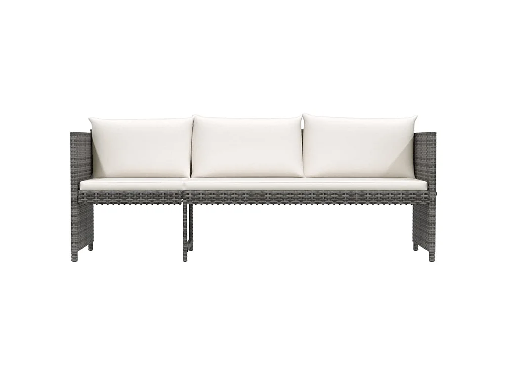 Set Divani da Giardino 6 pz con Cuscini in Polyrattan Grigio