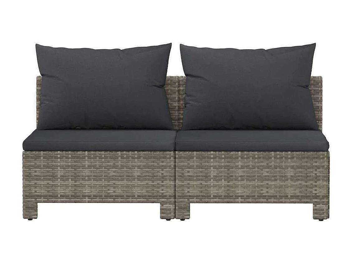 Divano da Giardino a 2 Posti con Cuscini in Polyrattan Grigio