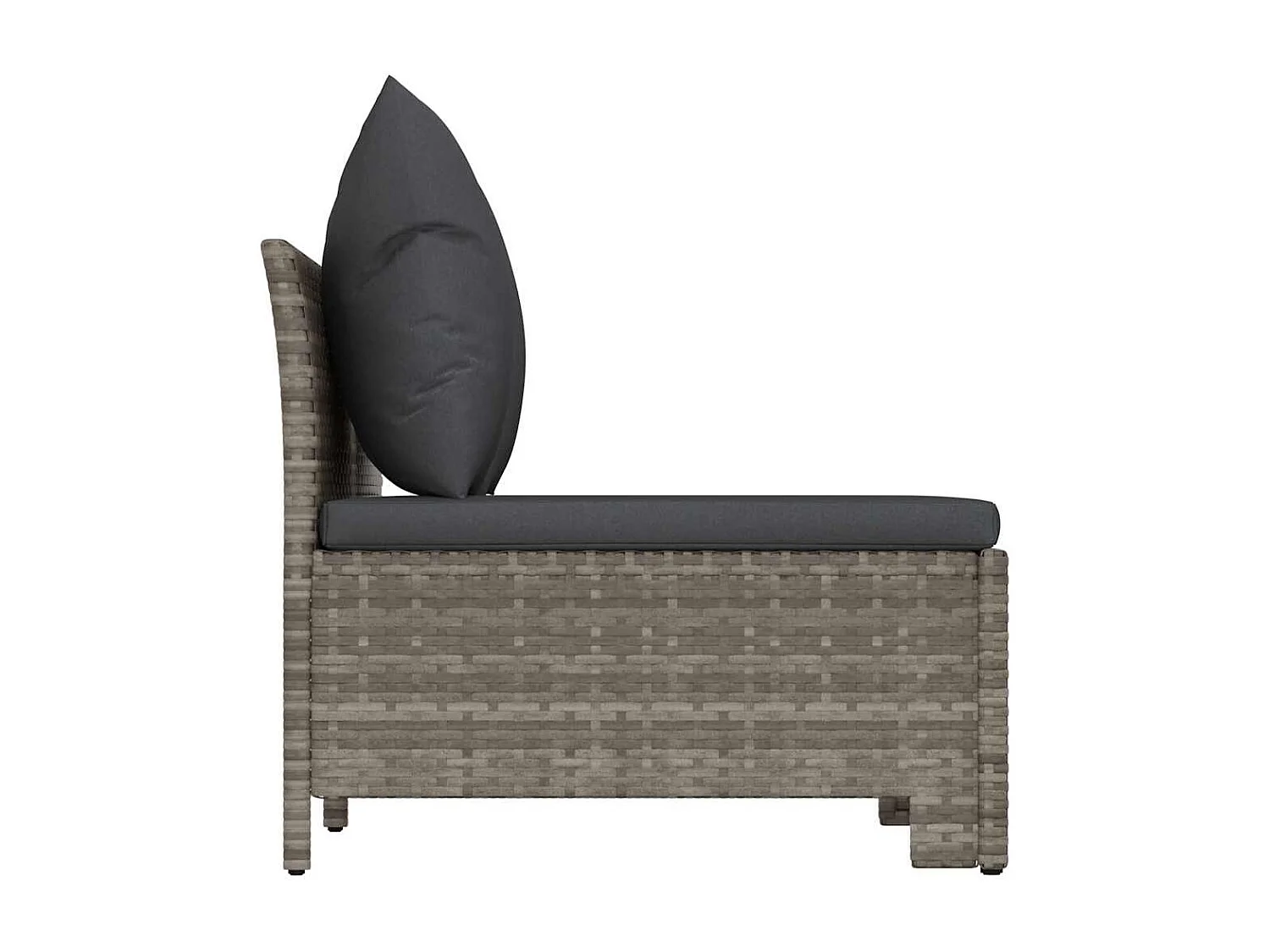 Divano da Giardino a 2 Posti con Cuscini in Polyrattan Grigio