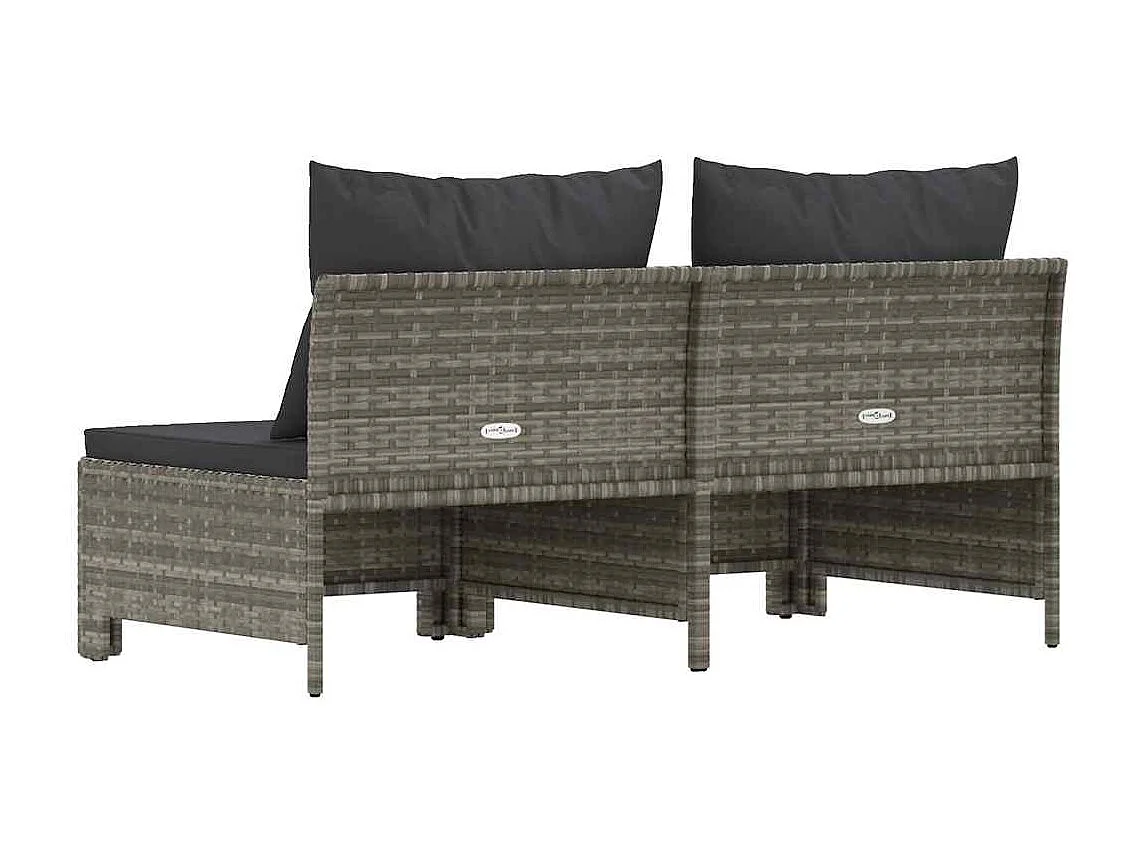 Divano da Giardino a 2 Posti con Cuscini in Polyrattan Grigio