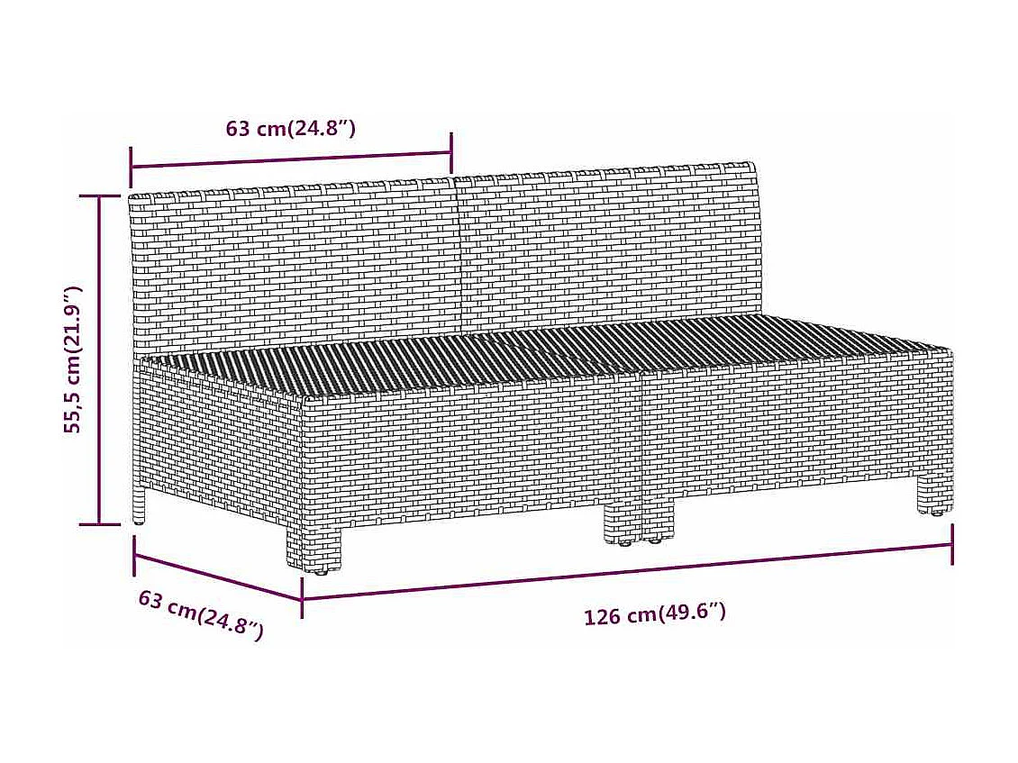 Divano da Giardino a 2 Posti con Cuscini in Polyrattan Grigio