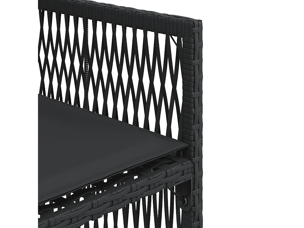 Ensemble à manger de jardin coussins 5pcs Noir Résine tressée