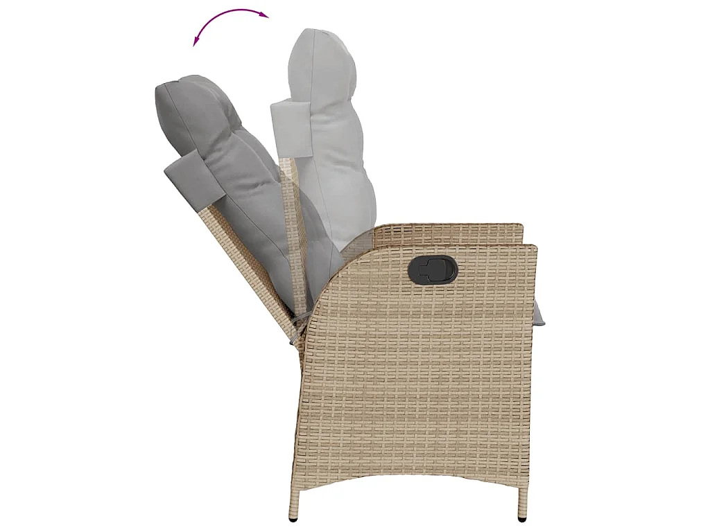 Set Pranzo da Giardino 7 pz con Cuscini Beige Misto Polyrattan