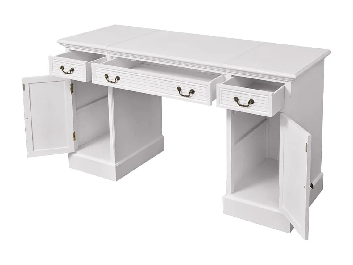 Bureau à double piédestal Blanc 140 x 48 x 80 cm