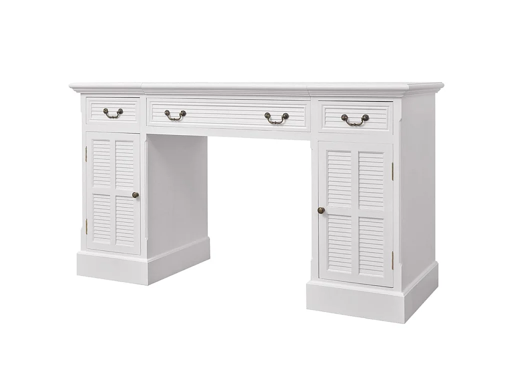Scrivania a Doppia Colonna Bianca 140x48x80 cm