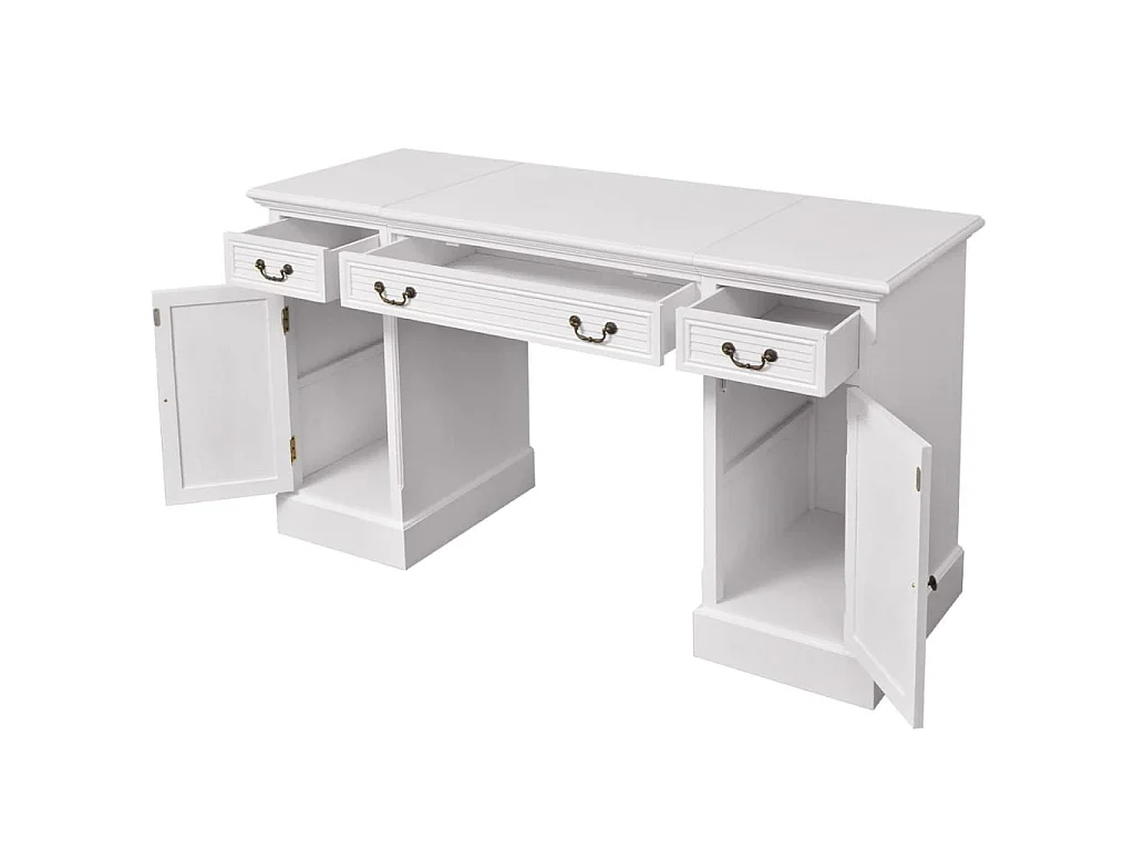 Scrivania a Doppia Colonna Bianca 140x48x80 cm