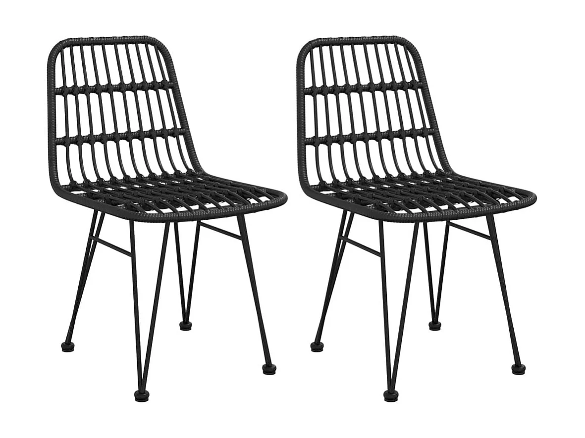 3-delige Tuinset poly rattan zwart