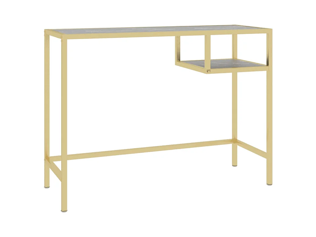 Bureau d'ordinateur Marbre noir 100x36x74 cm Verre trempé