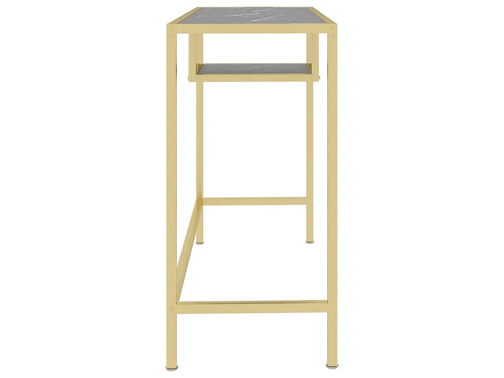 Bureau d'ordinateur Marbre noir 100x36x74 cm Verre trempé