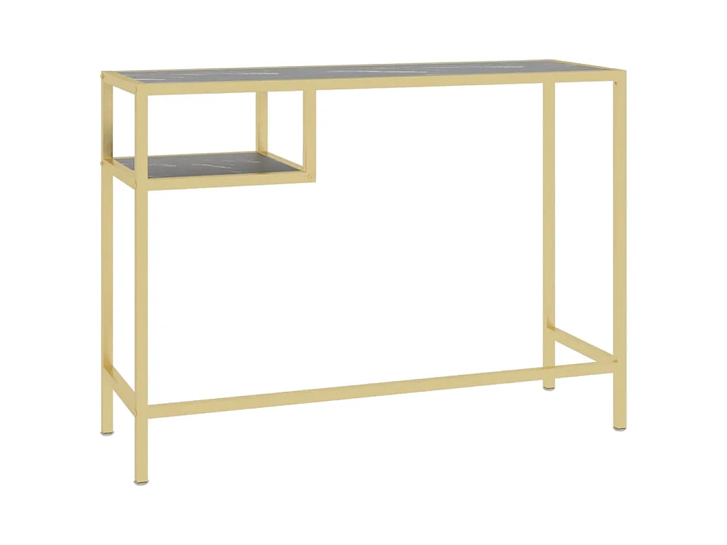 Bureau d'ordinateur Marbre noir 100x36x74 cm Verre trempé