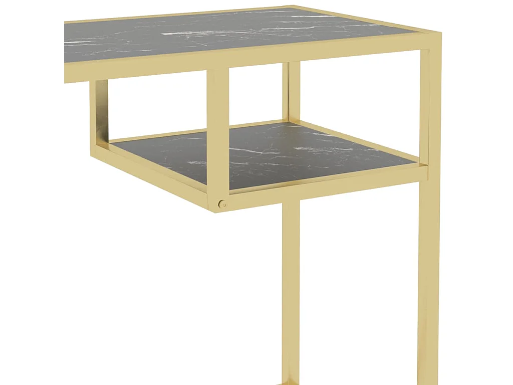 Bureau d'ordinateur Marbre noir 100x36x74 cm Verre trempé