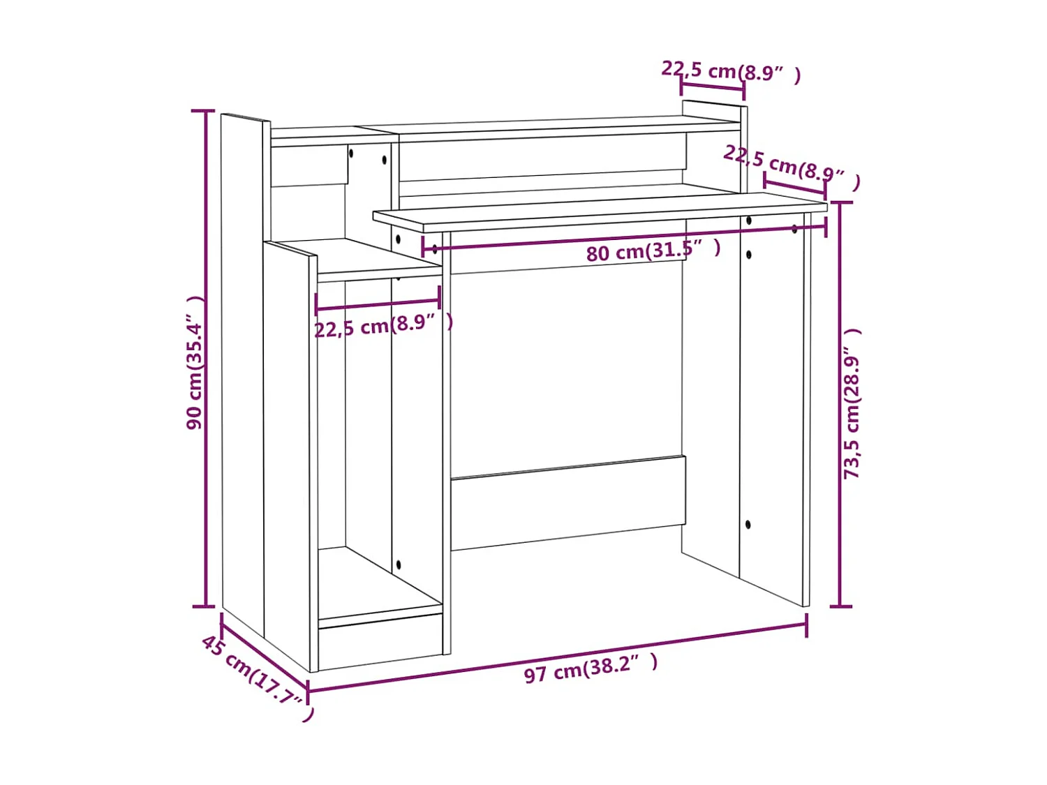 Schreibtisch mit LEDs Schwarz 97x45x90 cm Holzwerkstoff