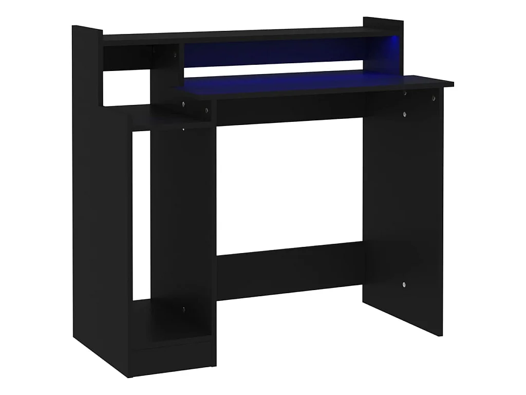 Scrivania con Luci LED Nera 97x45x90 cm in Legno Multistrato