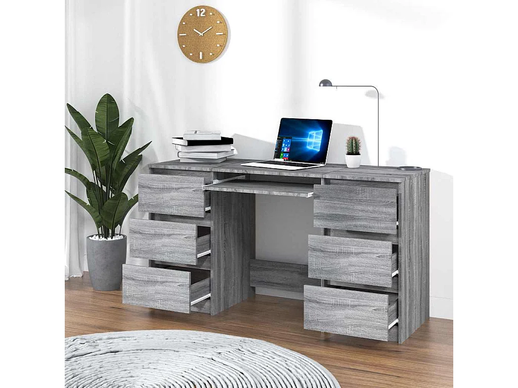 Bureau Sonoma gris 140x50x77 cm Bois d'ingénierie
