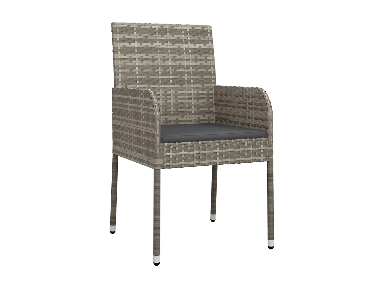 Set da Pranzo da Giardino 7 pz con Cuscini in Polyrattan Grigio