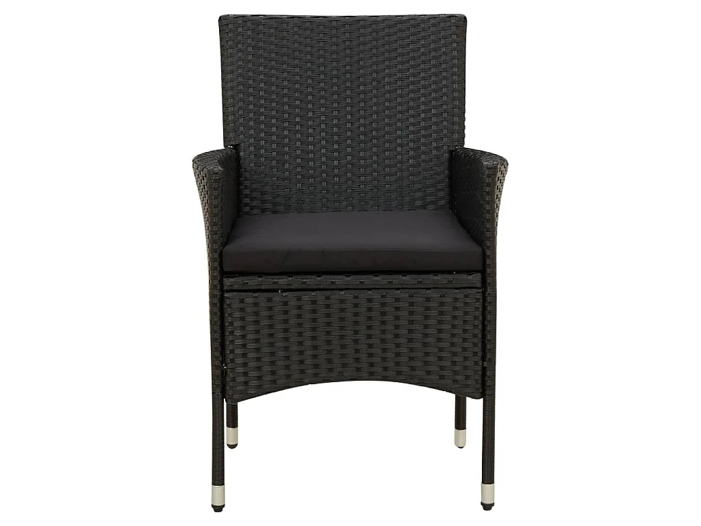 7-delige Tuinset met kussens poly rattan zwart