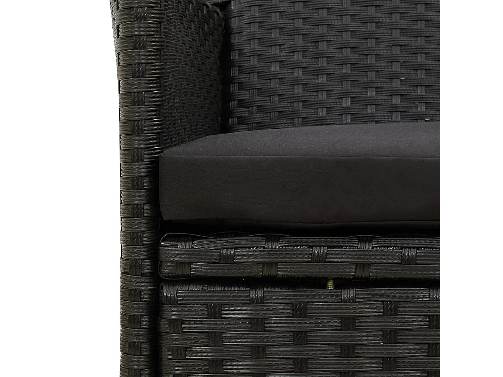 7-delige Tuinset met kussens poly rattan zwart