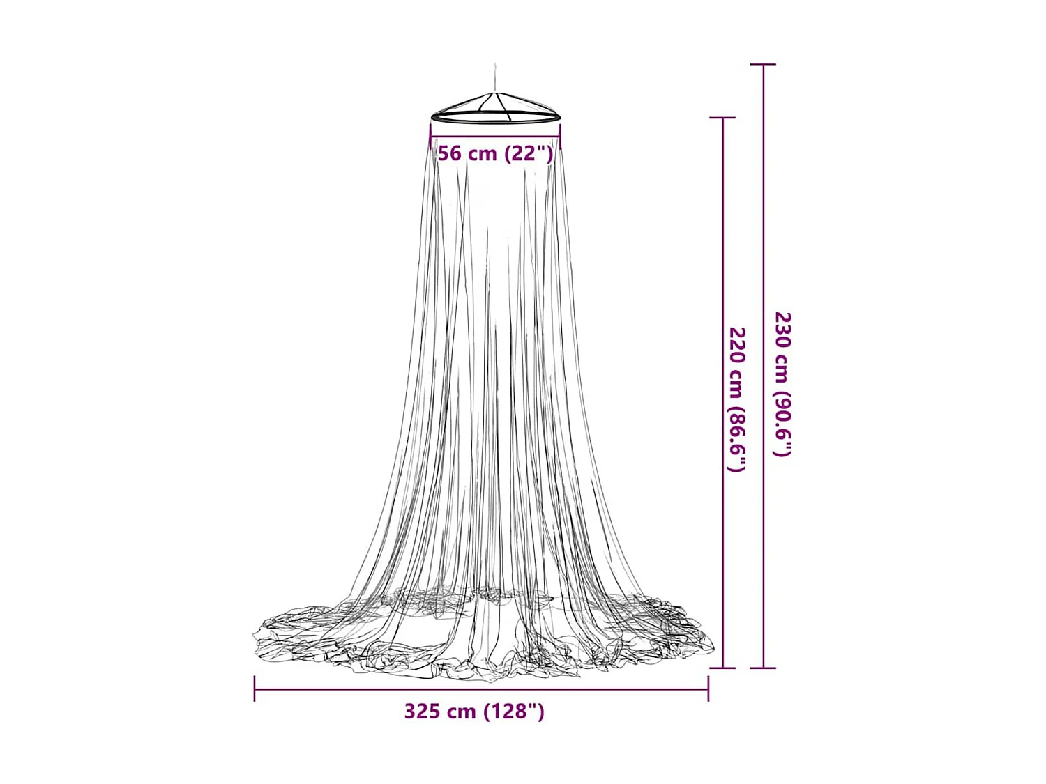 Mosquitera para cama Dream blanco Ø56x220 cm