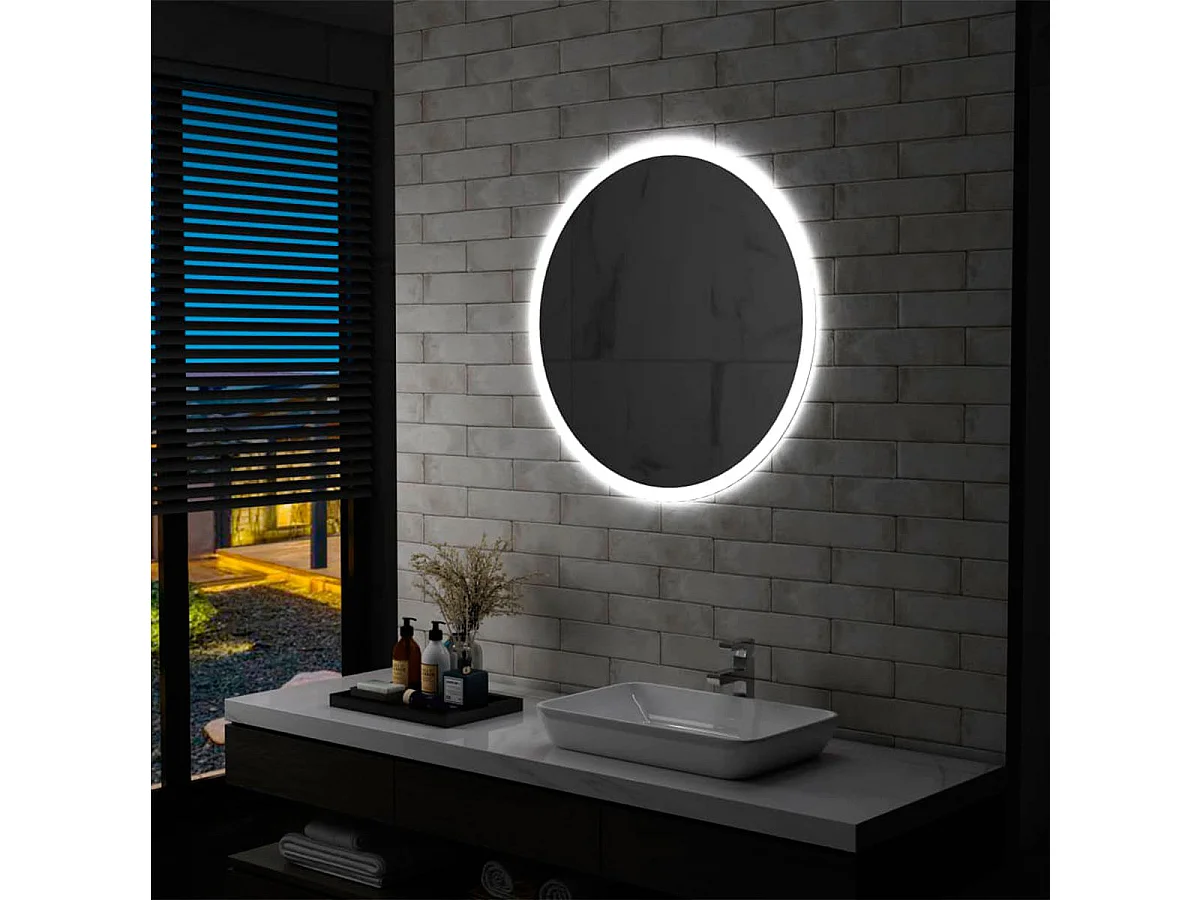 Espejo de baño redondo con luces LED plata Ø80cm