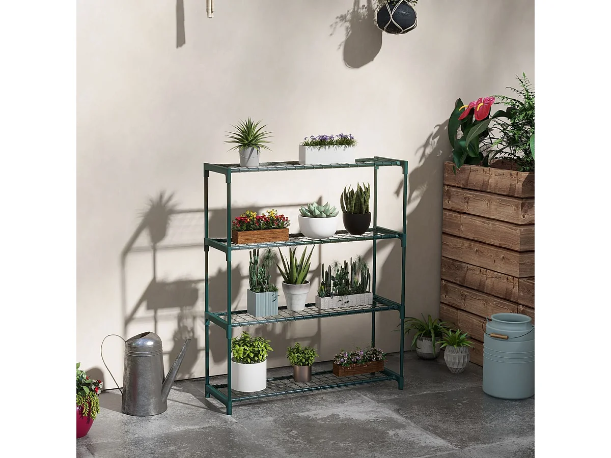 Estantería Chui Outsunny 4 niveles verde oscuro 107x89x28 cm