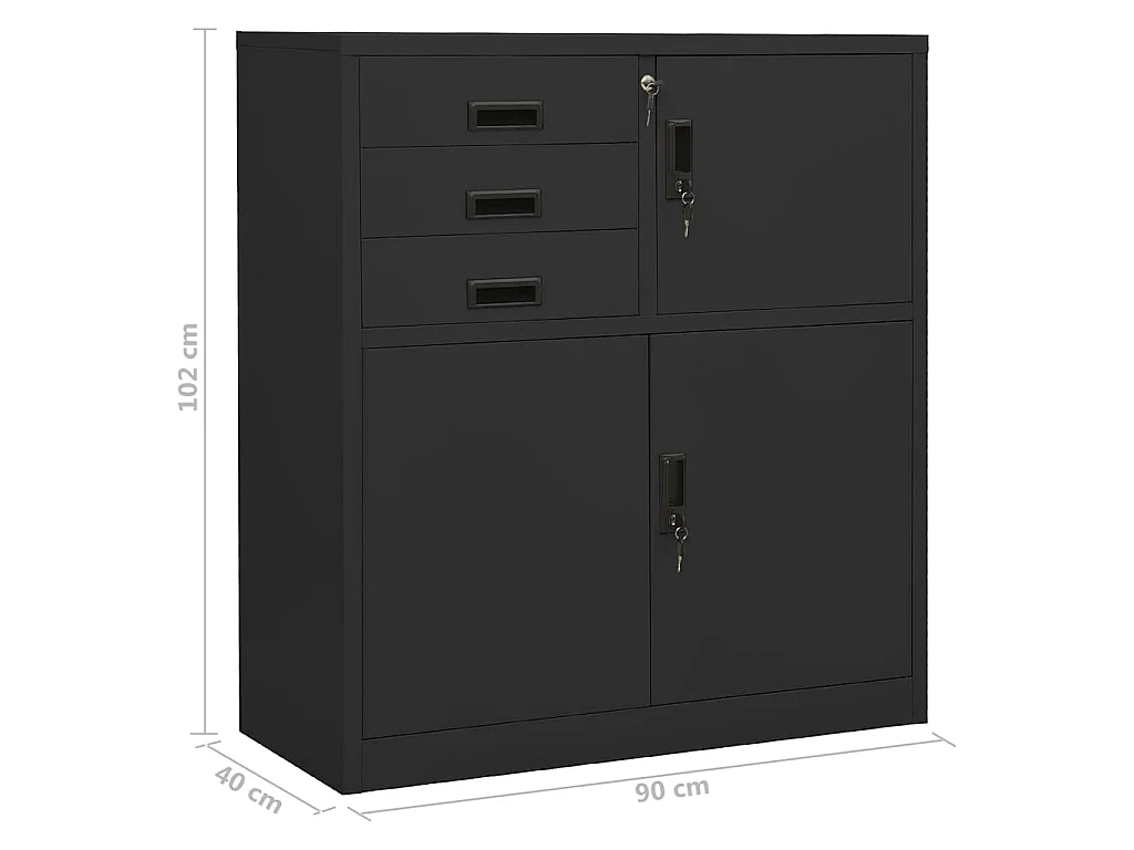 Armário de escritório 90x40x102 cm aço antracite
