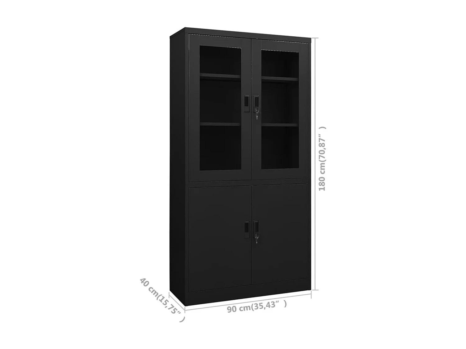 Büroschrank Schwarz 90x40x180 cm Stahl
