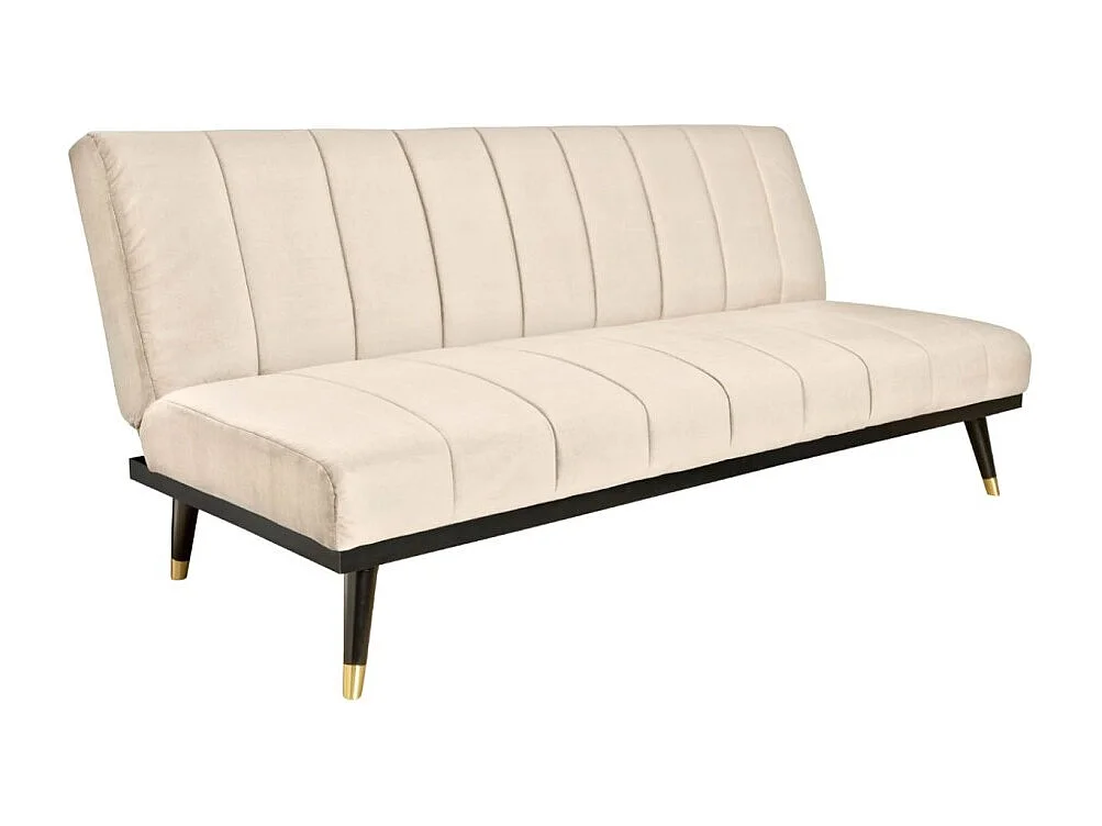 Canapé droit FILI champagne convertible – Canapé-lit chic en velours avec structure en bois massif