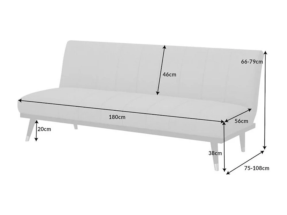 Canapé droit FILI champagne convertible – Canapé-lit chic en velours avec structure en bois massif